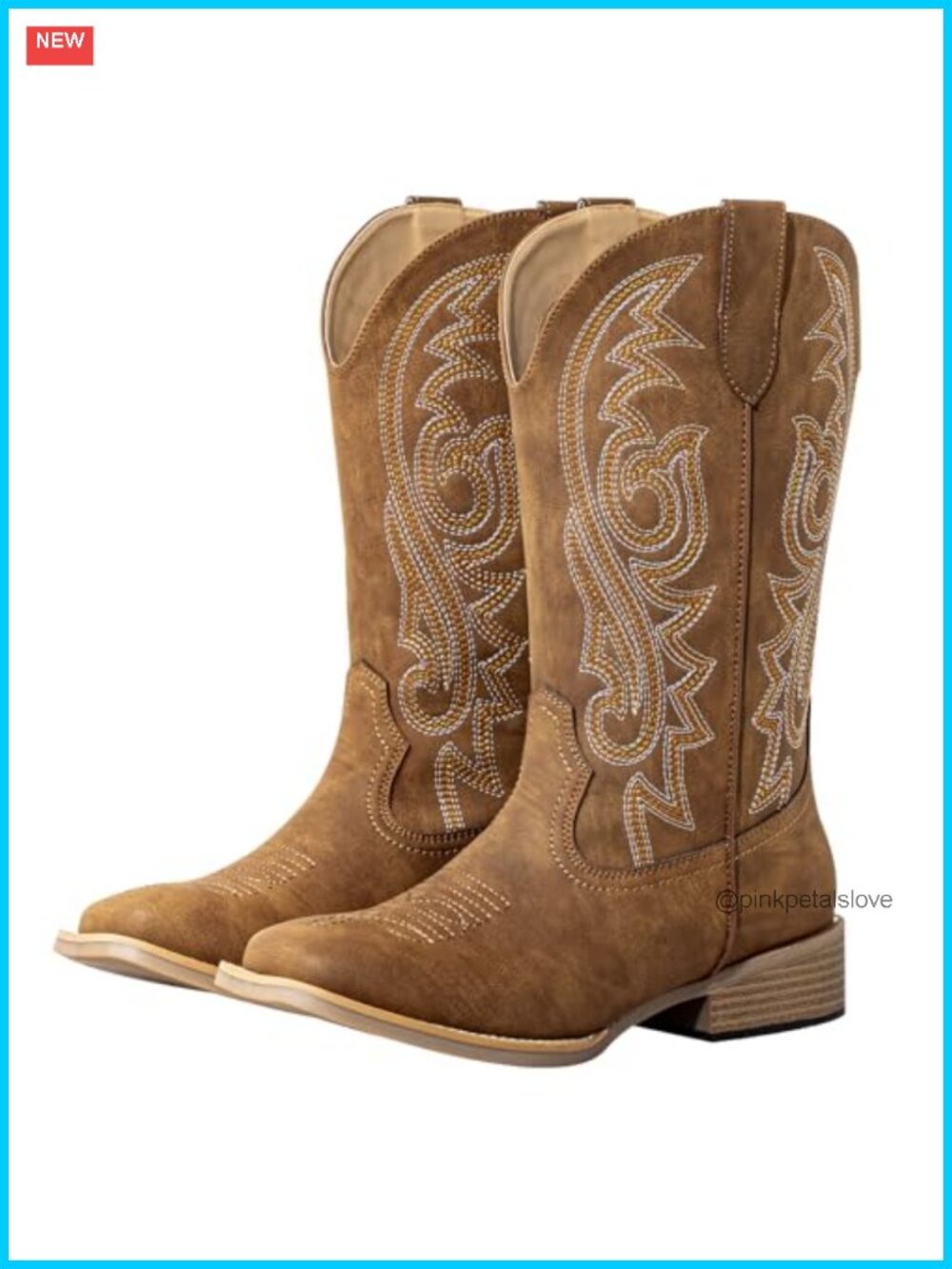 Extra Wide Calf Cowboy Boots Square Toe Pull Tabs Comfort